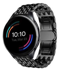 Strap-it OnePlus Watch 3 stalen draak band (zwart)