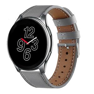Strap-it OnePlus Watch 3 leren bandje (grijs)