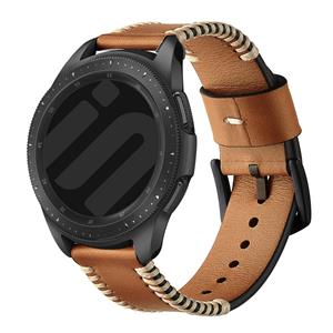 Strap-it OnePlus Watch 3 Stitched leren band (bruin)