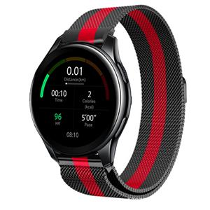 Strap-it OnePlus Watch 3 Milanese band (zwart/rood)