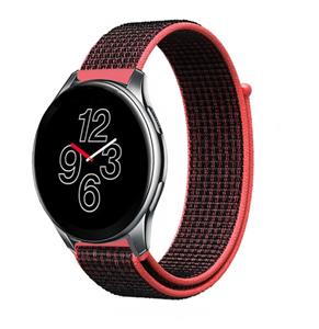 Strap-it OnePlus Watch 3 nylon band (zwart/koraal)
