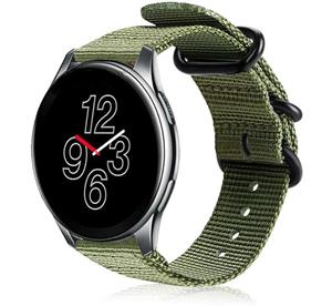 Strap-it OnePlus Watch 3 nylon gesp band (groen