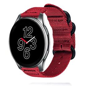 Strap-it OnePlus Watch 3 nylon gesp band (rood)