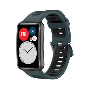Strap-it Huawei Watch Fit New sport gesp bandje (groen/zwart)