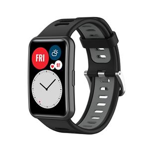 Strap-it Huawei Watch Fit SE sport gesp bandje (zwart/grijs)