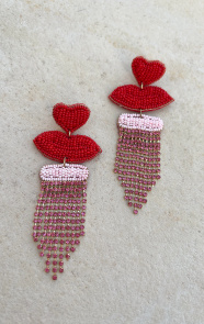 The Musthaves Red Lips Beads Oorbellen Handmade