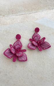 The Musthaves Flower Raffia Oorbellen Handmade Roze