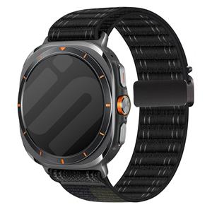 Strap-it Samsung Galaxy Watch Ultra Wave nylon band met P-buckle (zwart)