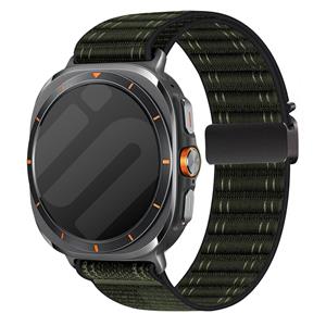 Strap-it Samsung Galaxy Watch Ultra Wave nylon band met P-buckle (groen)