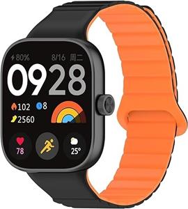Strap-it Redmi Watch 5 magnetisch siliconen bandje (zwart/oranje)