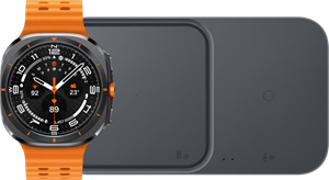 Samsung Galaxy Watch Ultra 4G Grijs/Oranje 47mm + Duo Draadloze Oplader