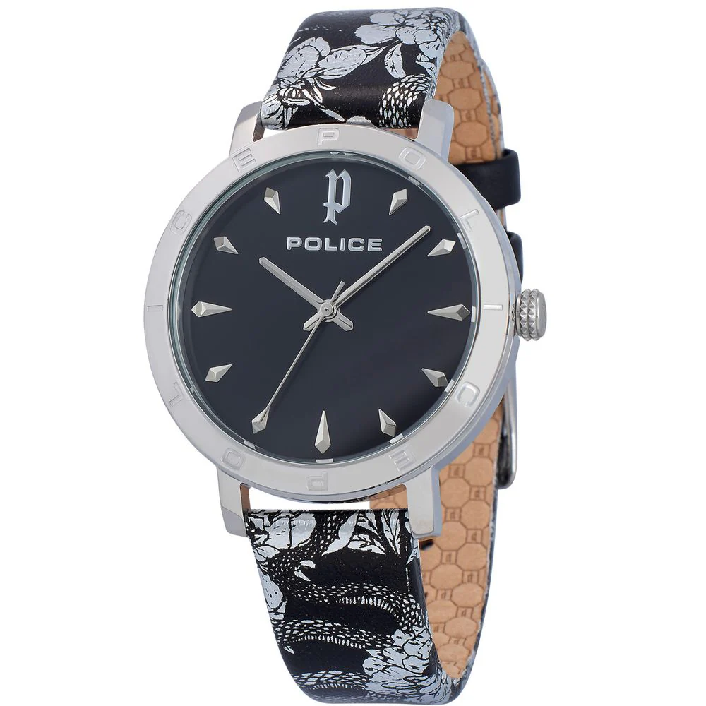 Police Leren horloge met stalen kast en 36mm wijzerplaat