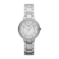 Fossil Horloge virginia voor dames van roestvrij staal met glazen stenen
