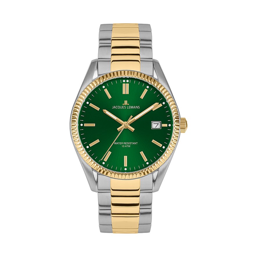 Jacques Lemans Kwartshorloge Derby Horloge, herenhorloge, dameshorloge, roestvrijstalen band, tot 10 bar waterdicht.