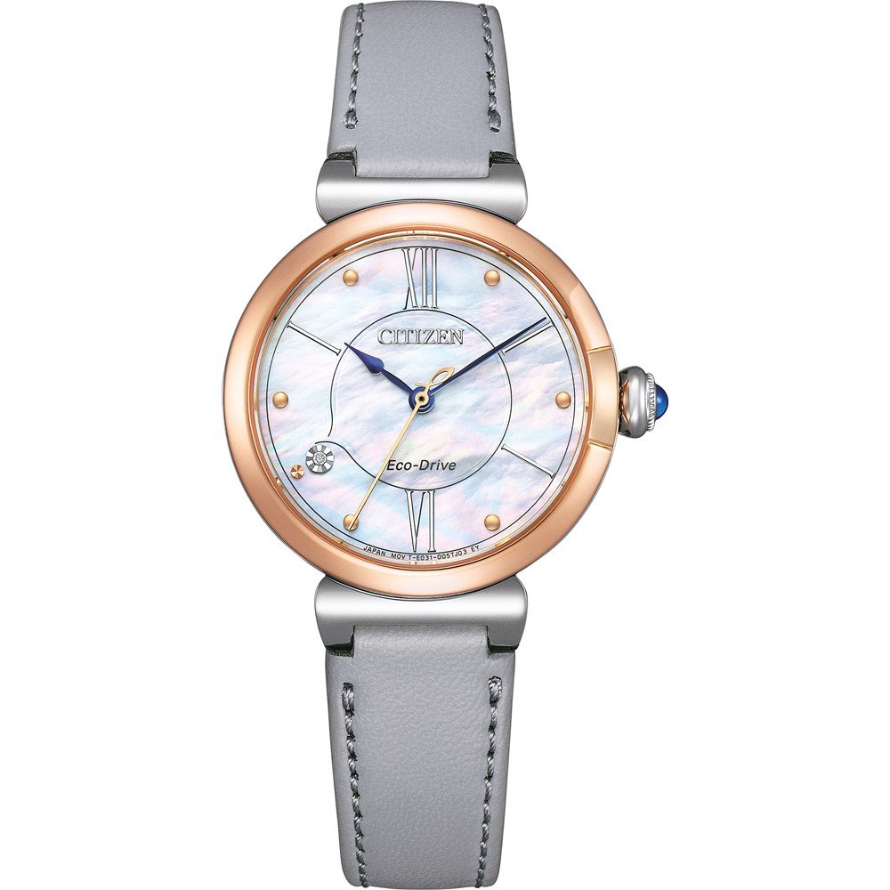 Citizen Solarhorloge EM1074-15D Polshorloge, dameshorloge, leren armband, saffierglas