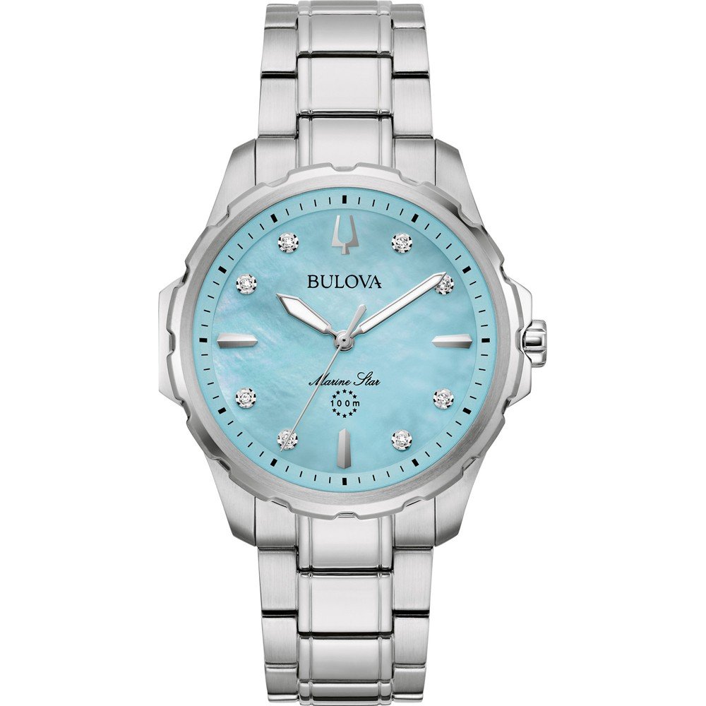 Bulova Kwartshorloge 96P248 Polshorloge, dameshorloge, parelmoer wijzerplaat, met diamanten, saffierglas