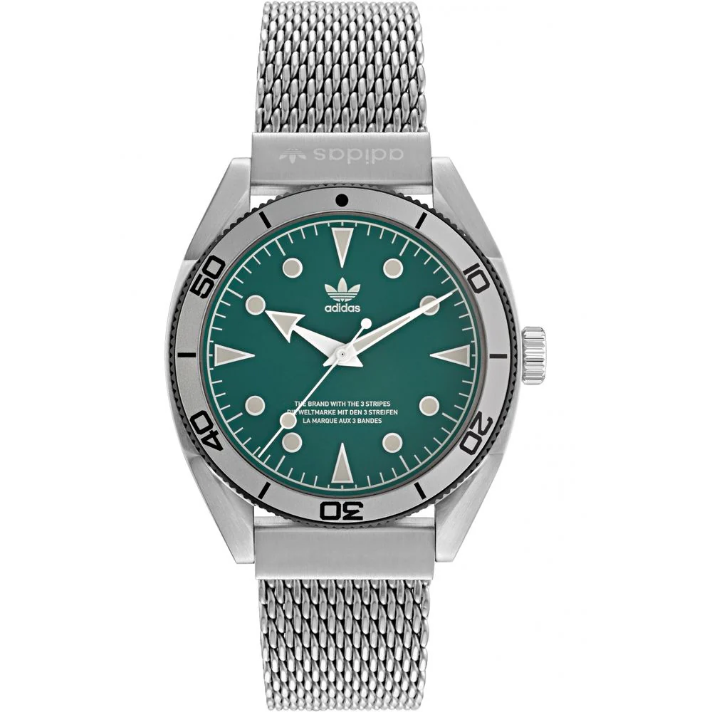 Adidas Rvs horloge met groene wijzerplaat en 10atm waterdichtheid
