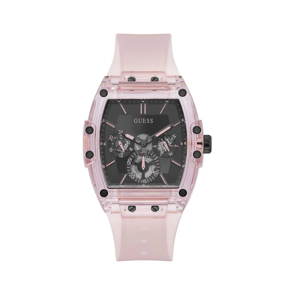 Guess Multicolor silicone watch voor dames in roze
