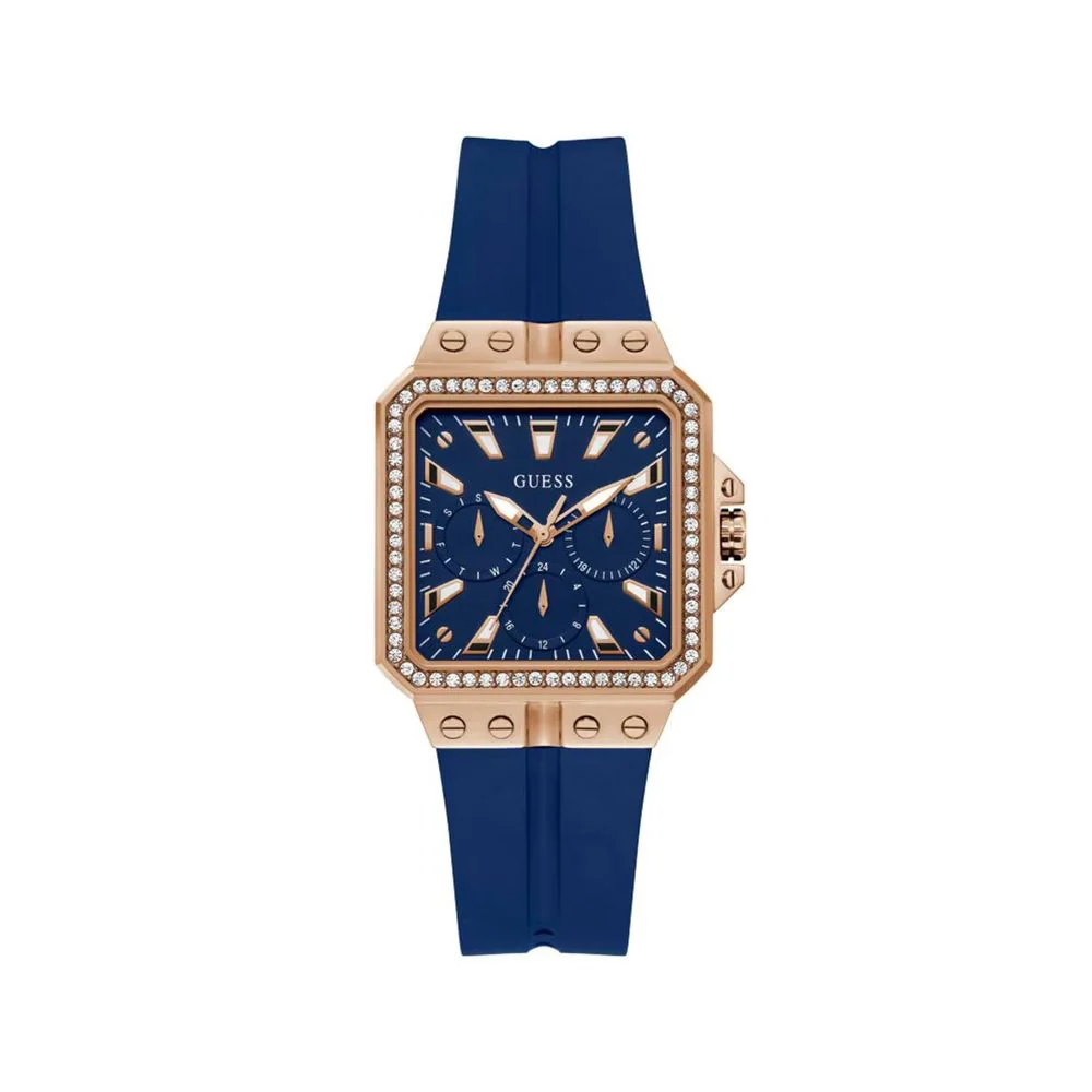 Guess Paarse siliconen horloge voor dames 34mm