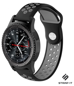 Strap-it Samsung Galaxy Watch sport band 45mm / 46mm (zwart/grijs)