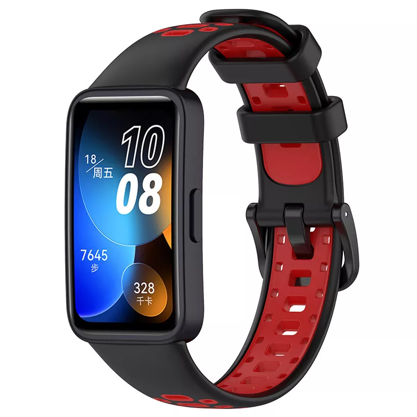 Strap-it Huawei Band 10 sport bandje (zwart/rood)
