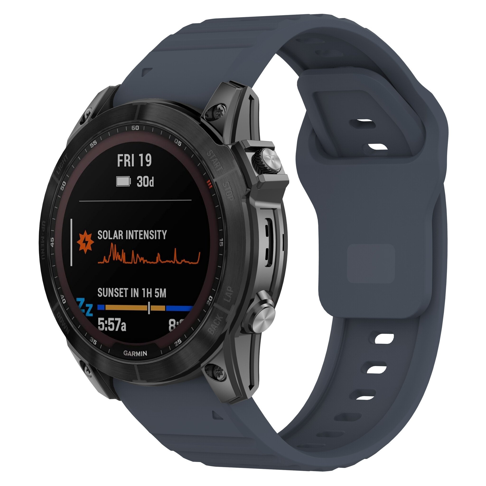 Strap-it Garmin MARQ outdoor siliconen band (grijsblauw)