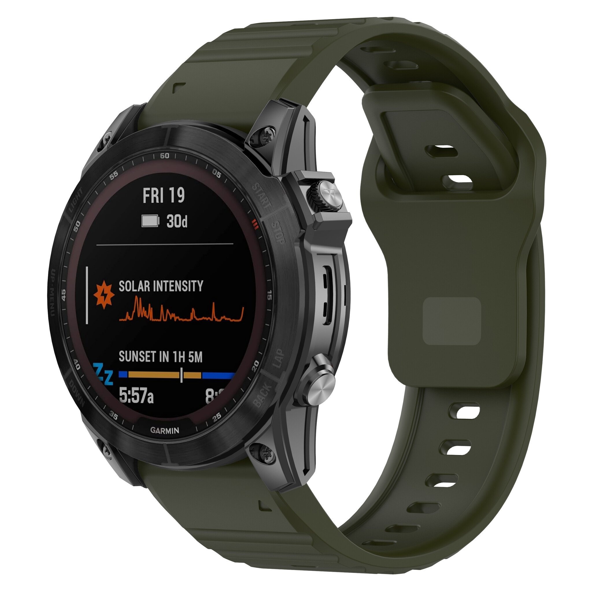 Strap-it Garmin MARQ outdoor siliconen band (legergroen)