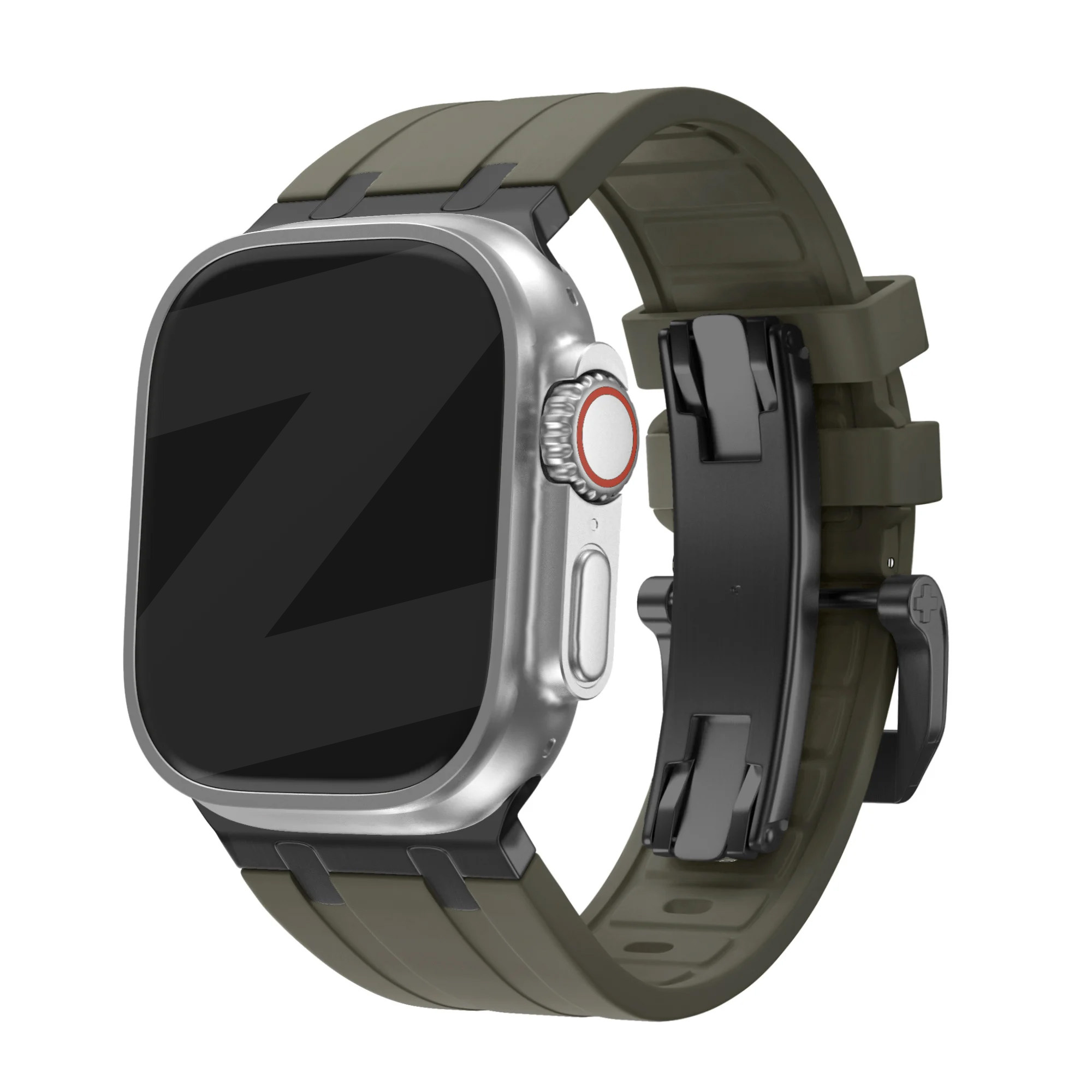 Bandz Apple Watch siliconen band 'Luxe Liquid' (bruin met zwart)