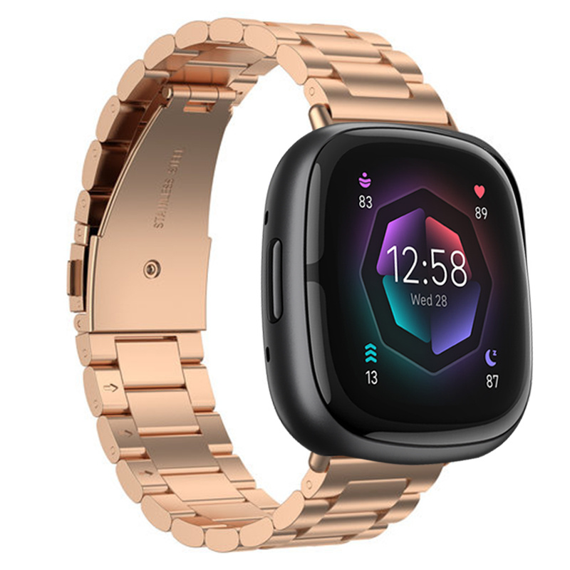 Strap-it Fitbit Sense 2 stalen bandje (rosé goud)