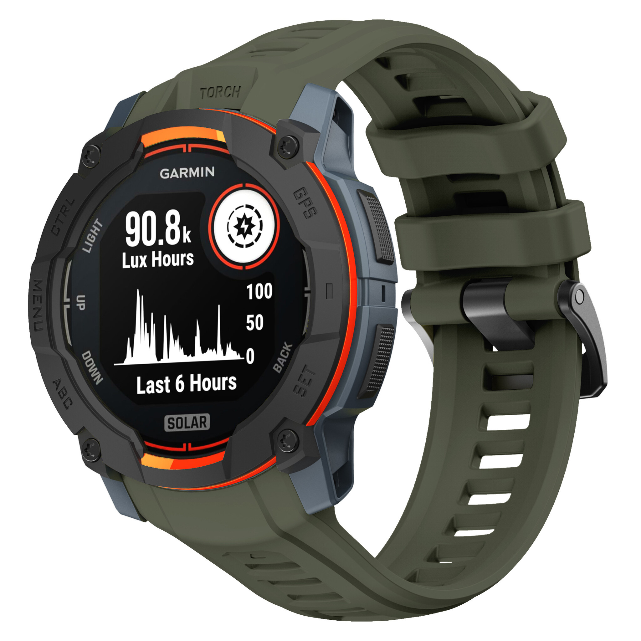 Strap-it Garmin Instinct 3 - 50mm silicone band 'perfect fit' (legergroen)