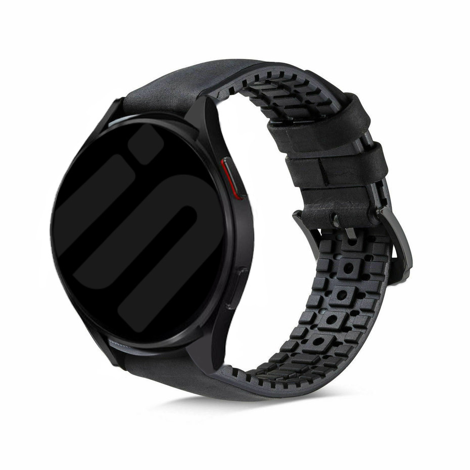 Strap-it Samsung Galaxy Watch 7 - 40mm siliconen / leren bandje  (zwart)