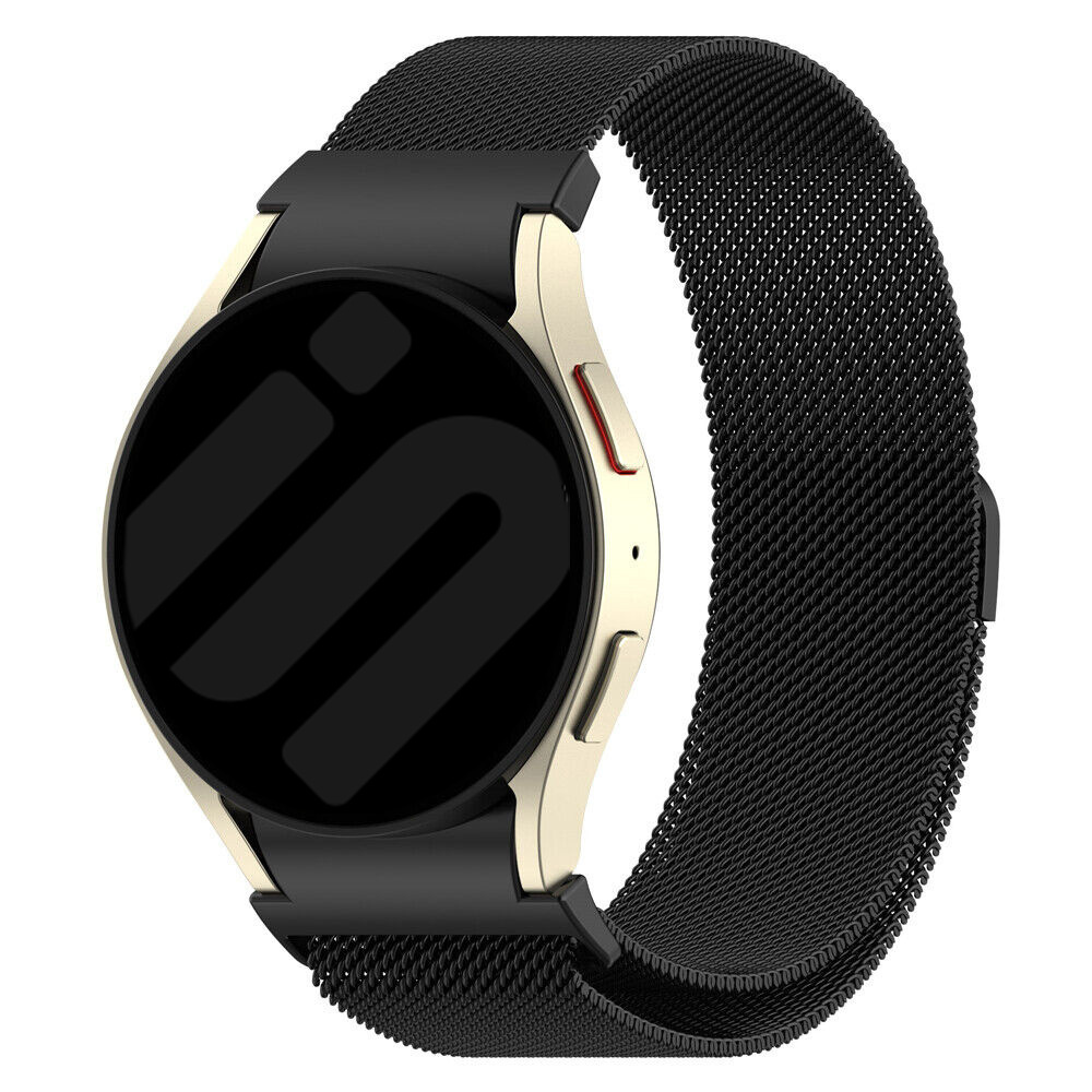 Strap-it Samsung Galaxy Watch 7 44mm 'One push' Milanese band (zwart)