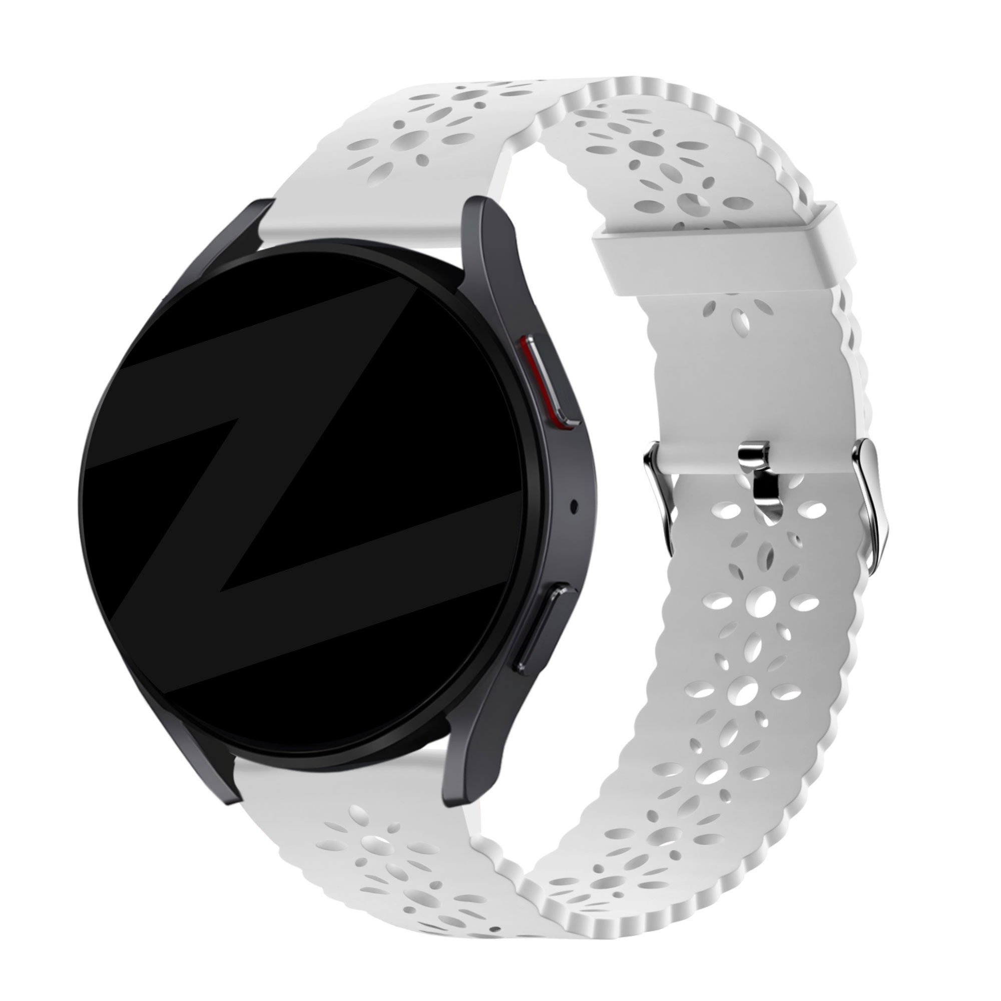 Bandz Samsung Galaxy Watch 7 - 40mm siliconen band met bloemenpatroon (wit)