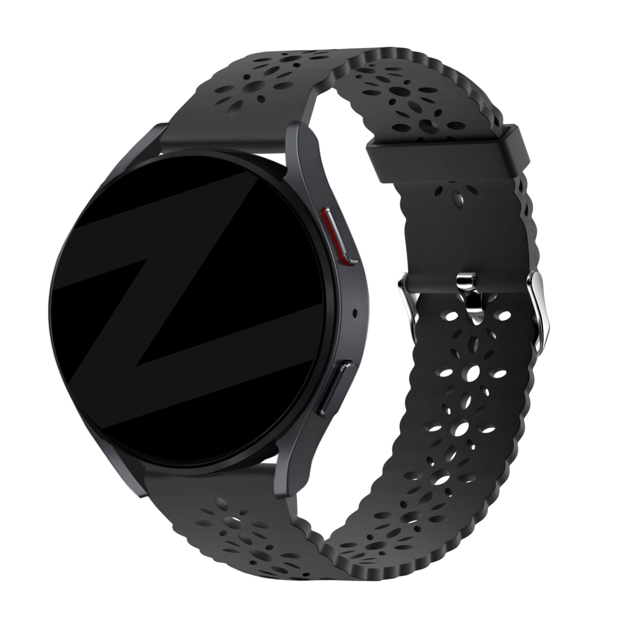 Bandz Samsung Galaxy Watch 7 - 40mm siliconen band met bloemenpatroon (zwart)