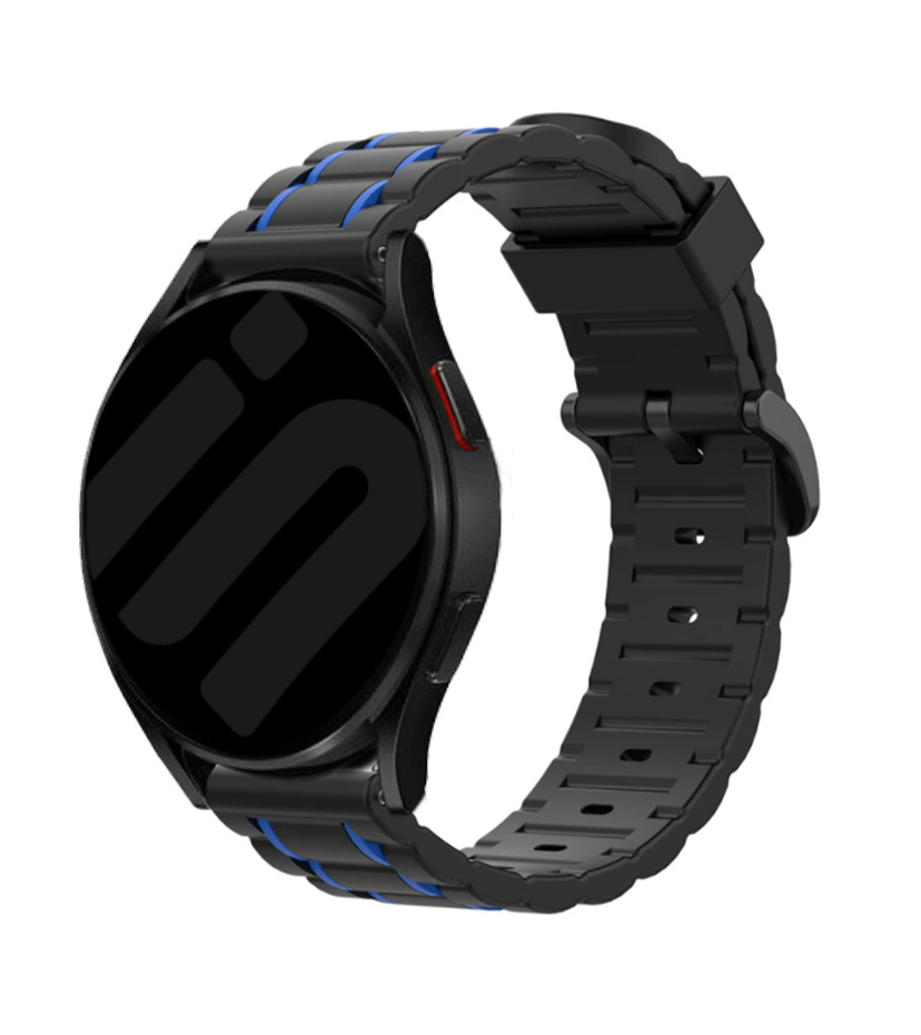 Strap-it Samsung Galaxy Watch 7 - 44mm sport gesp band (zwart/blauw)
