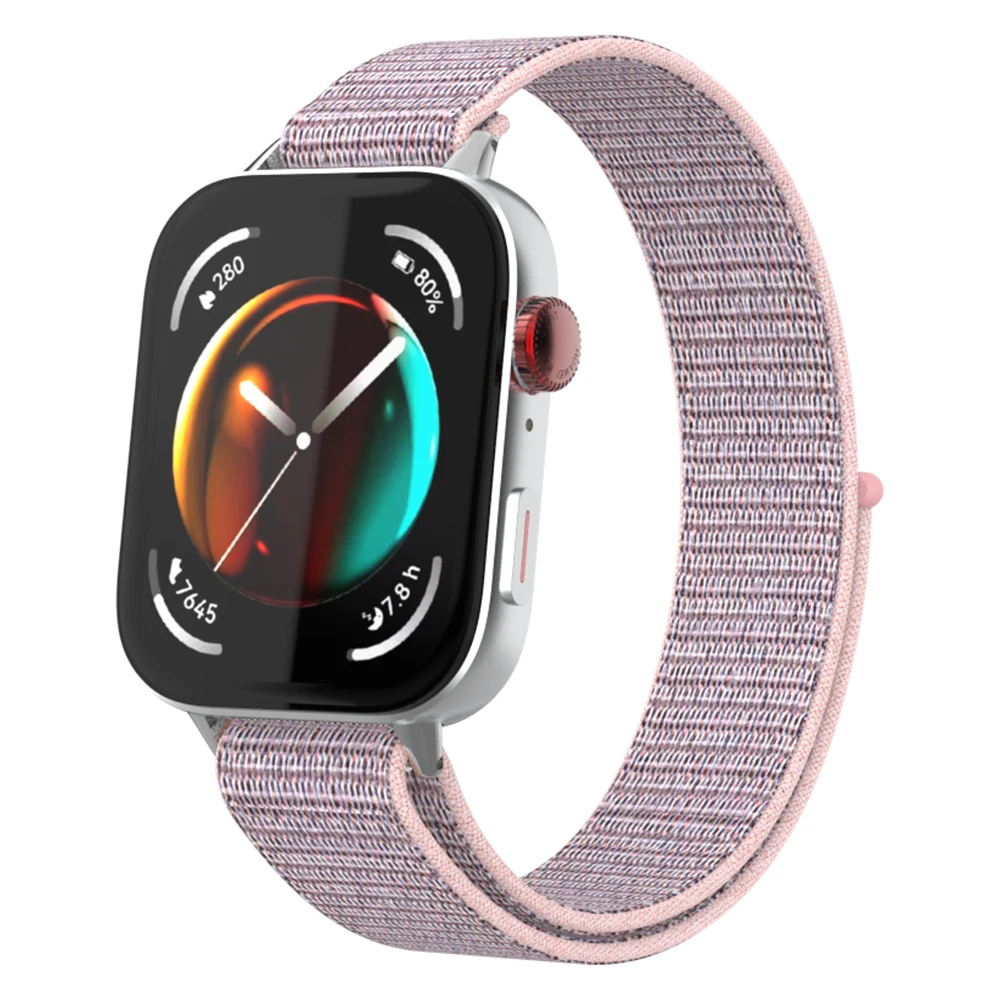 Strap-it Huawei Watch Fit 4 Pro nylon bandje (roze)