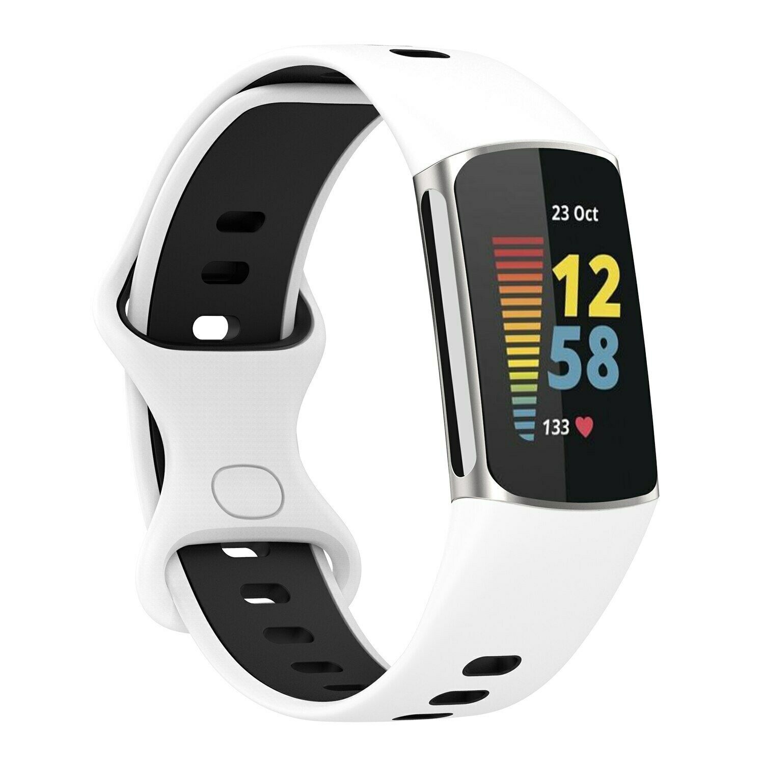 Strap-it Fitbit Charge 6 sport band (wit/zwart)
