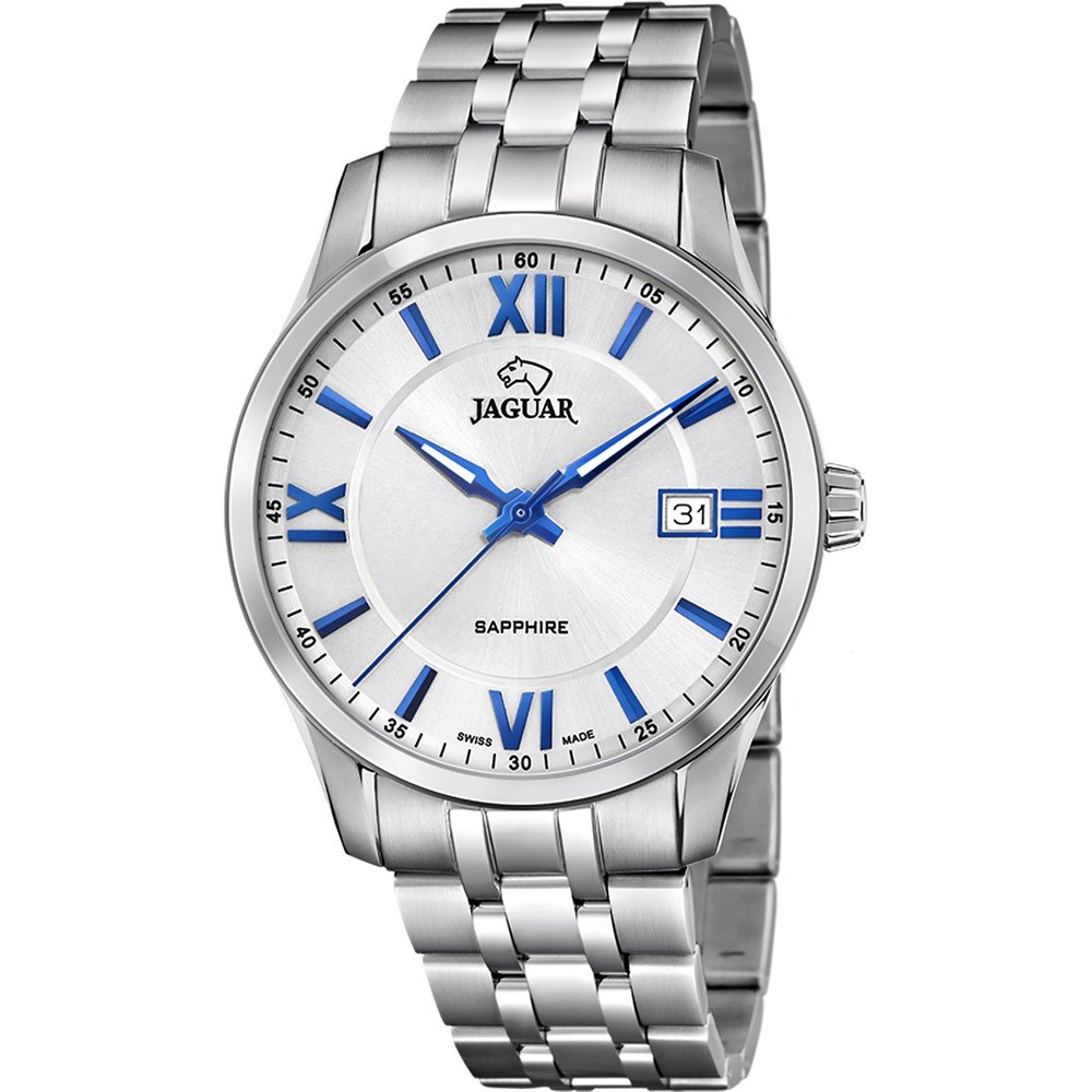 Jaguar Kwartshorloge ACAMAR Horloge, herenhorloge, dameshorloge, saffierglas, Swiss Made, stalen armband