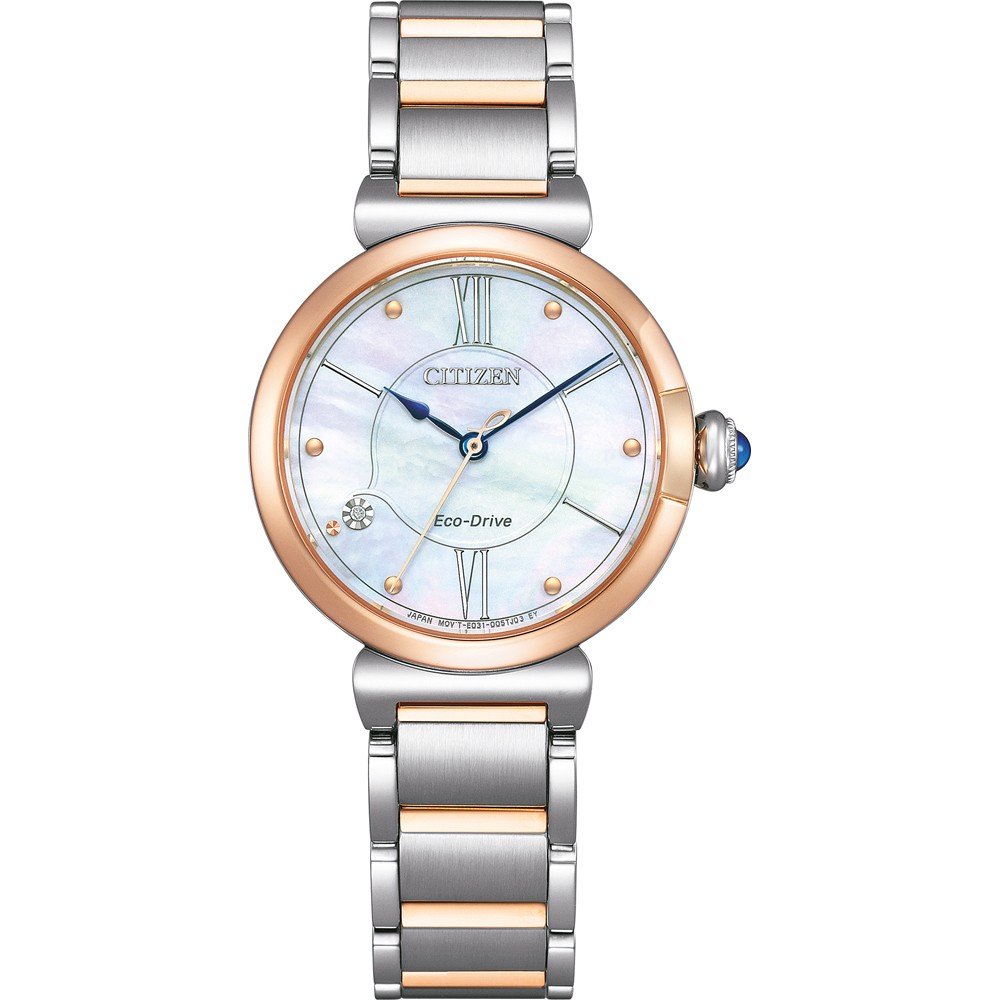 Citizen Solarhorloge EM1074-15D Polshorloge, dameshorloge, roestvrijstalen armband, saffierglas