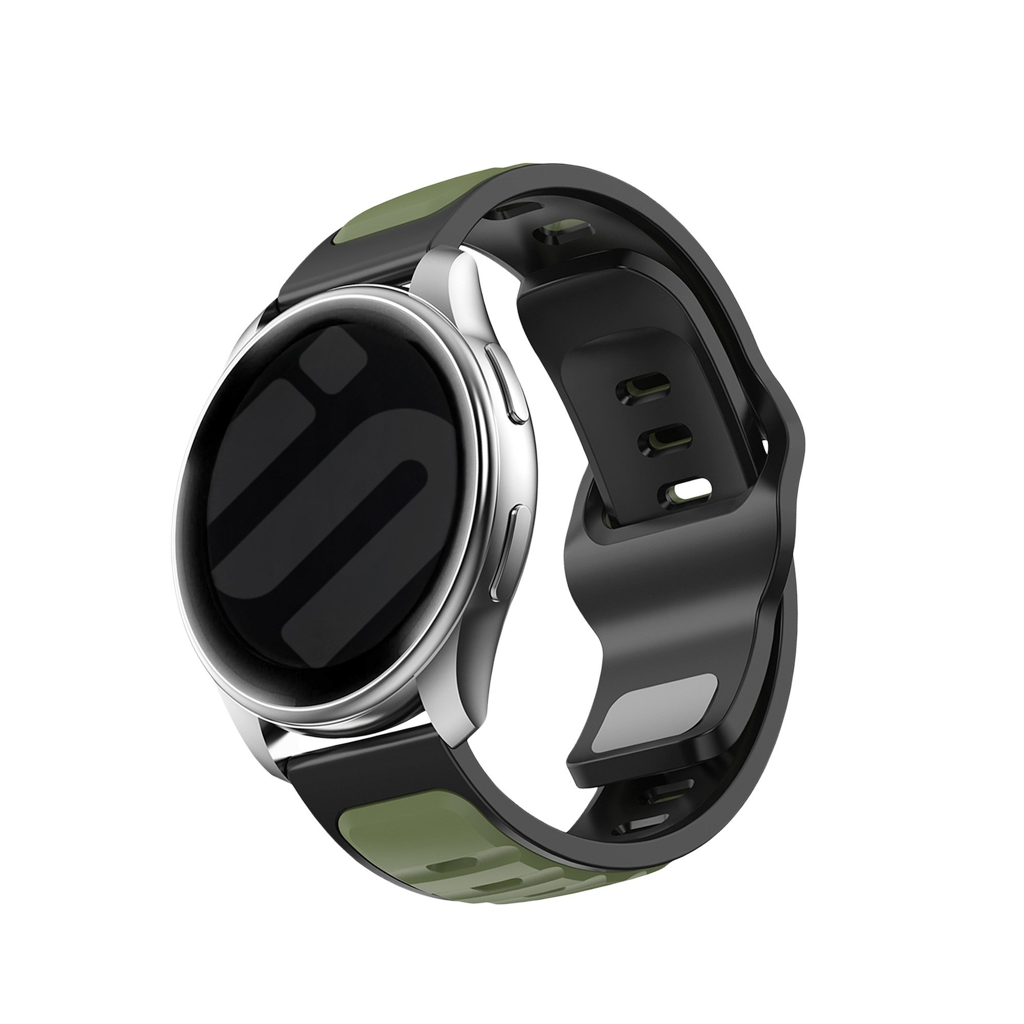 Strap-it Oppo Watch X2 outdoor duo siliconen bandje (groen/zwart)