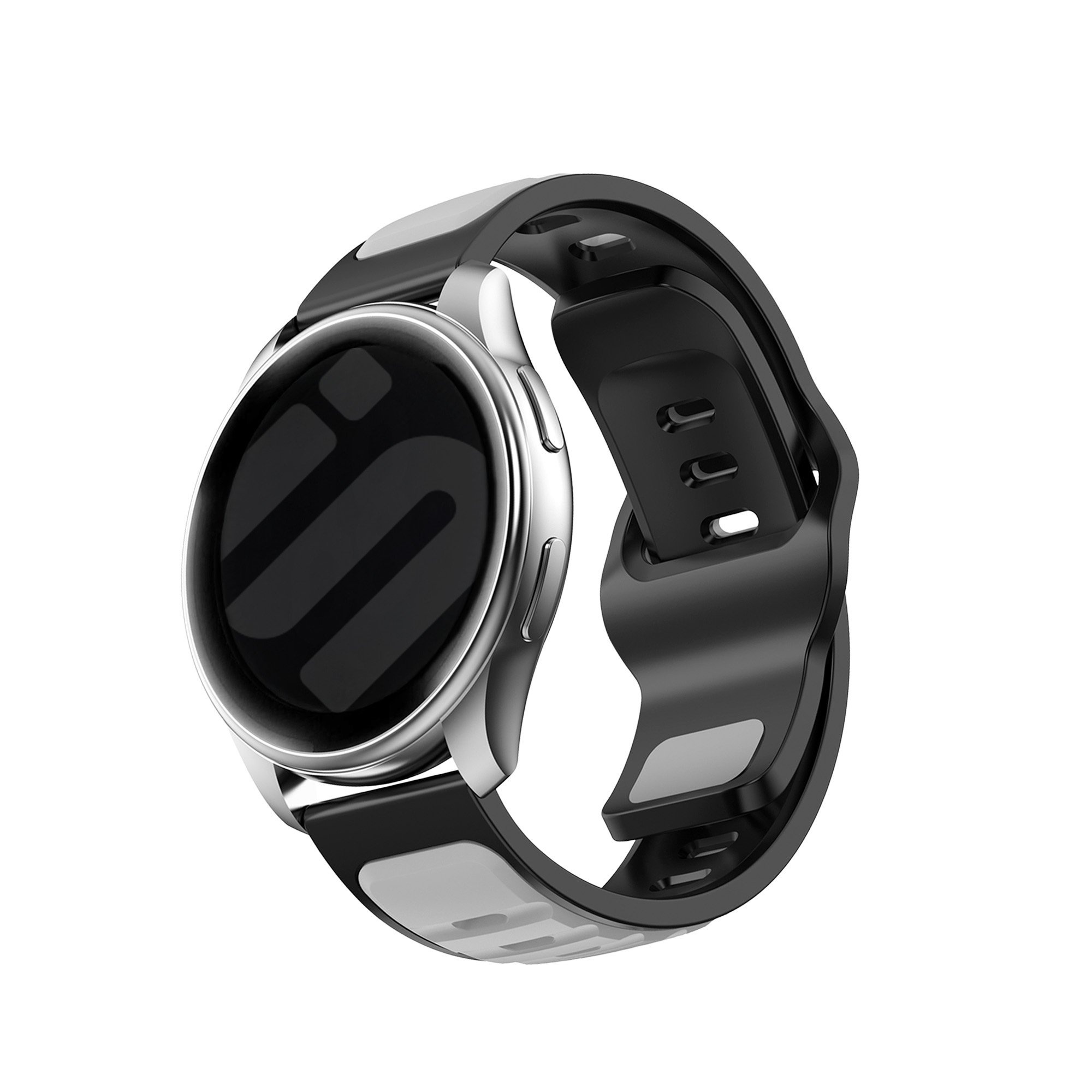 Strap-it Amazfit GTS 4 outdoor duo siliconen bandje (grijs/zwart)