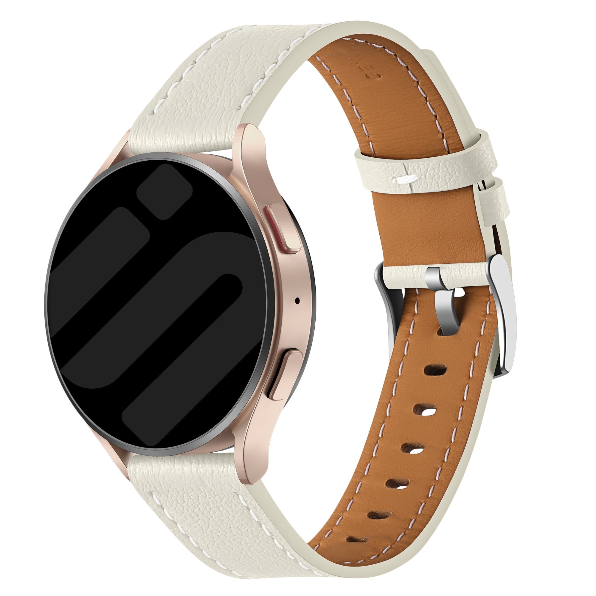 Strap-it Samsung Galaxy Watch 7 - 40mm 'one push' leren bandje (beige)