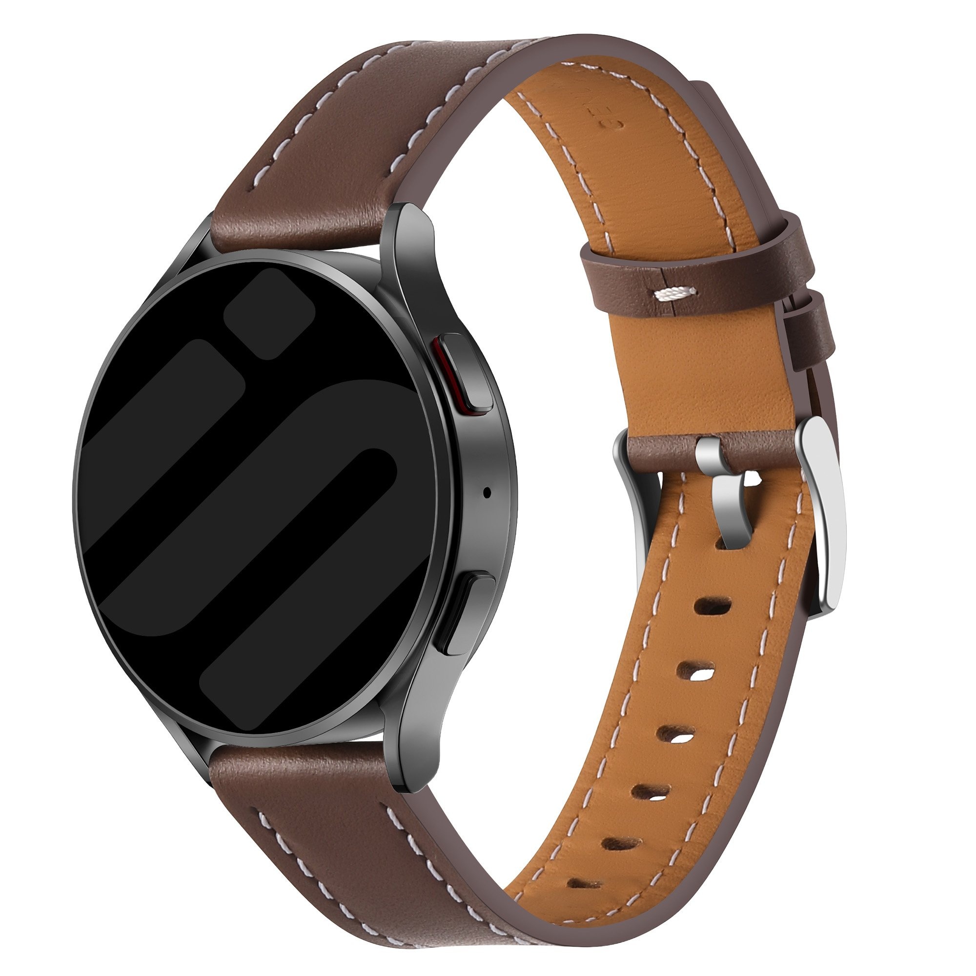 Strap-it Samsung Galaxy Watch 6 Classic 43mm 'one push' leren bandje (donkerbruin)