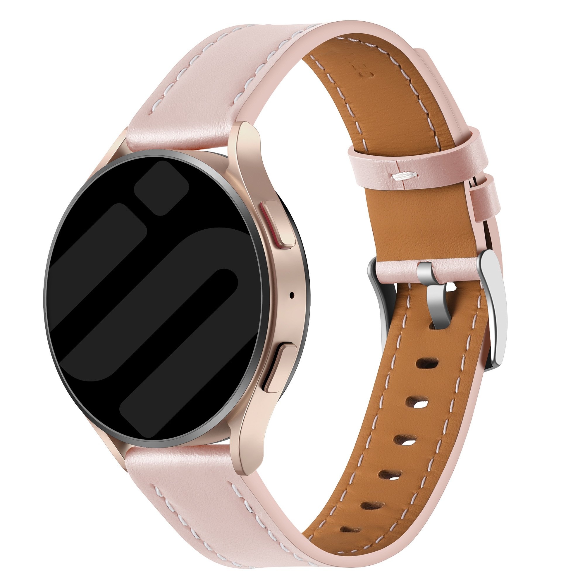 Strap-it Samsung Galaxy Watch 6 - 44mm 'one push' leren bandje (lichtroze)