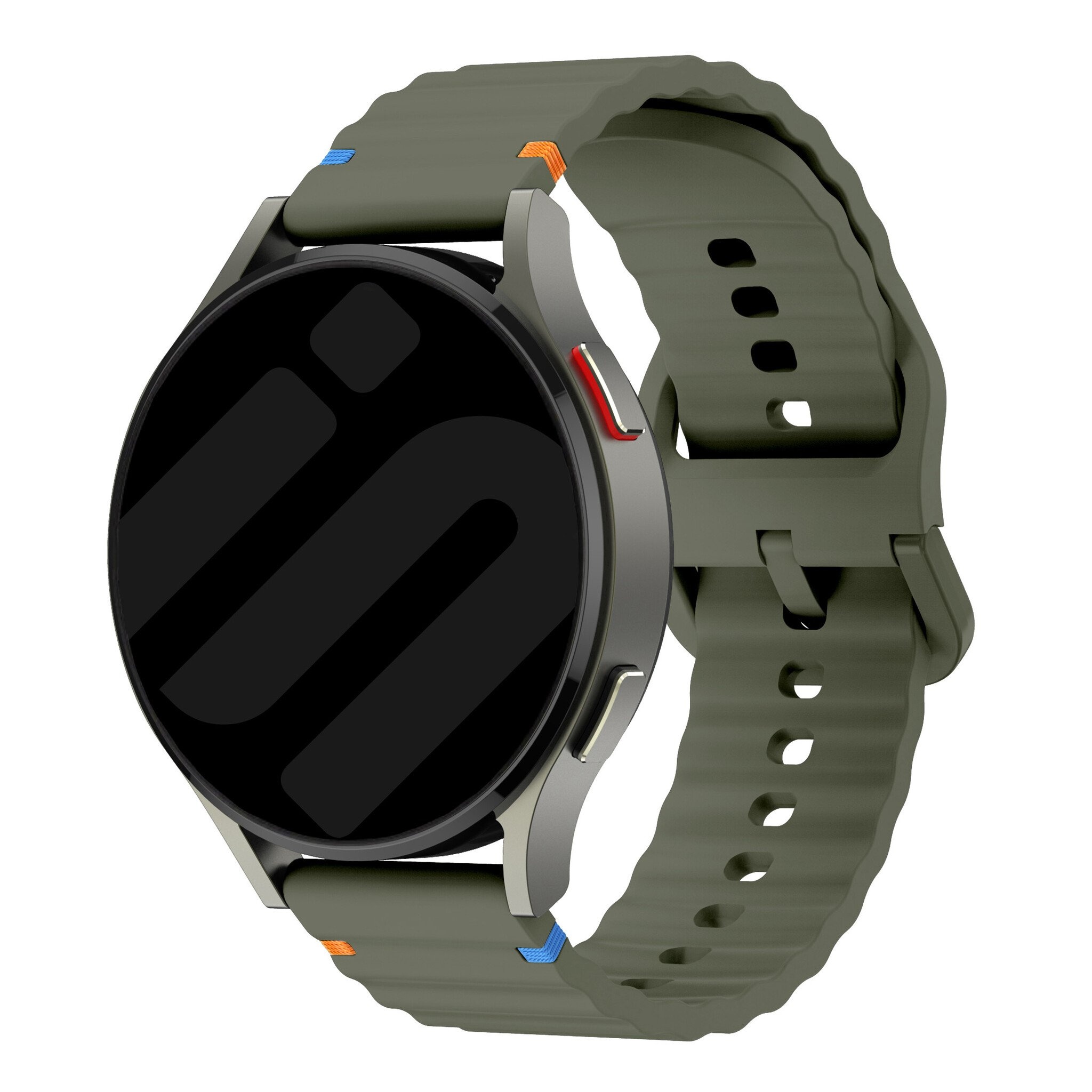 Strap-it Huawei Watch GT wave siliconen bandje (legergroen)