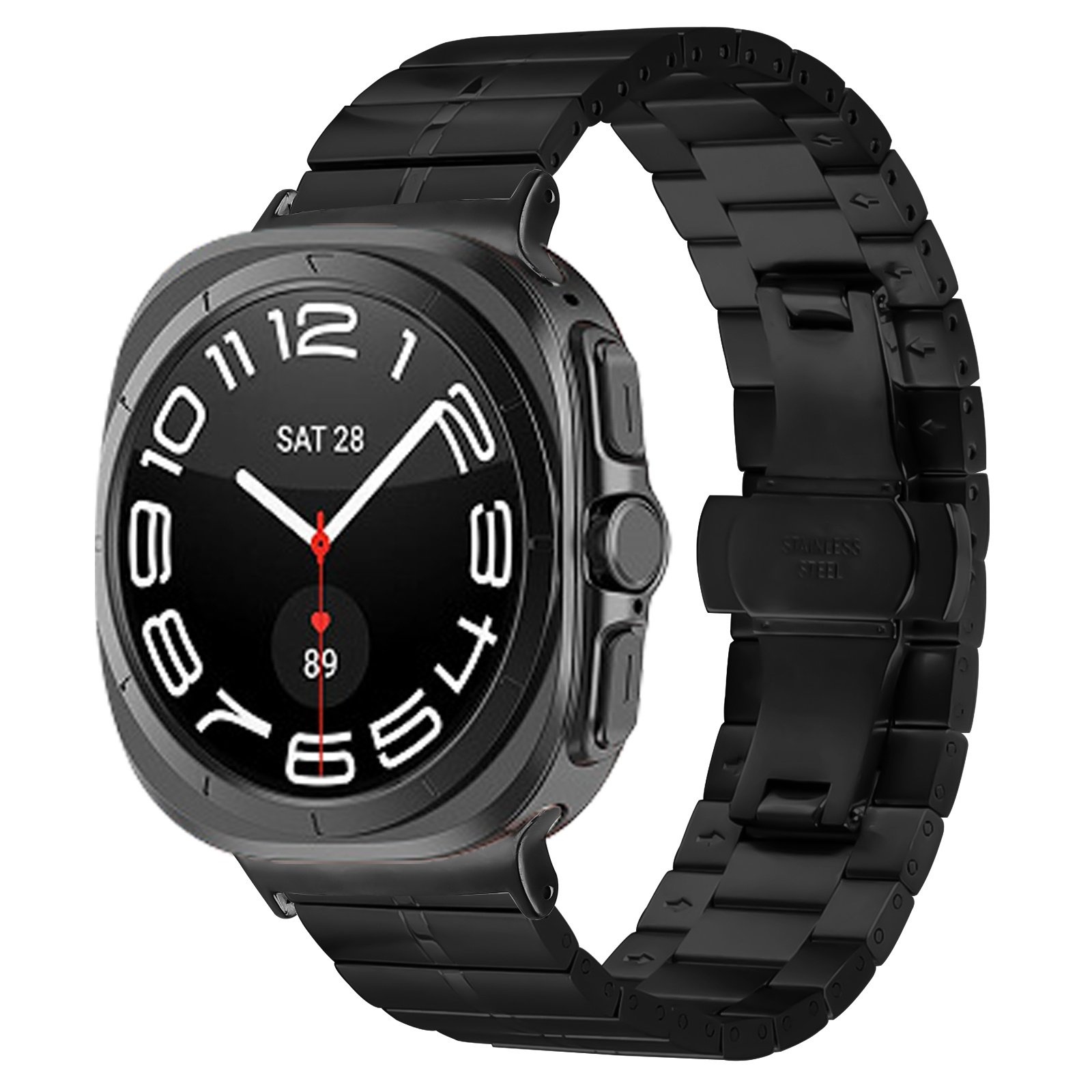 Strap-it Samsung Galaxy Watch Ultra 2025 luxe metalen band (zwart)