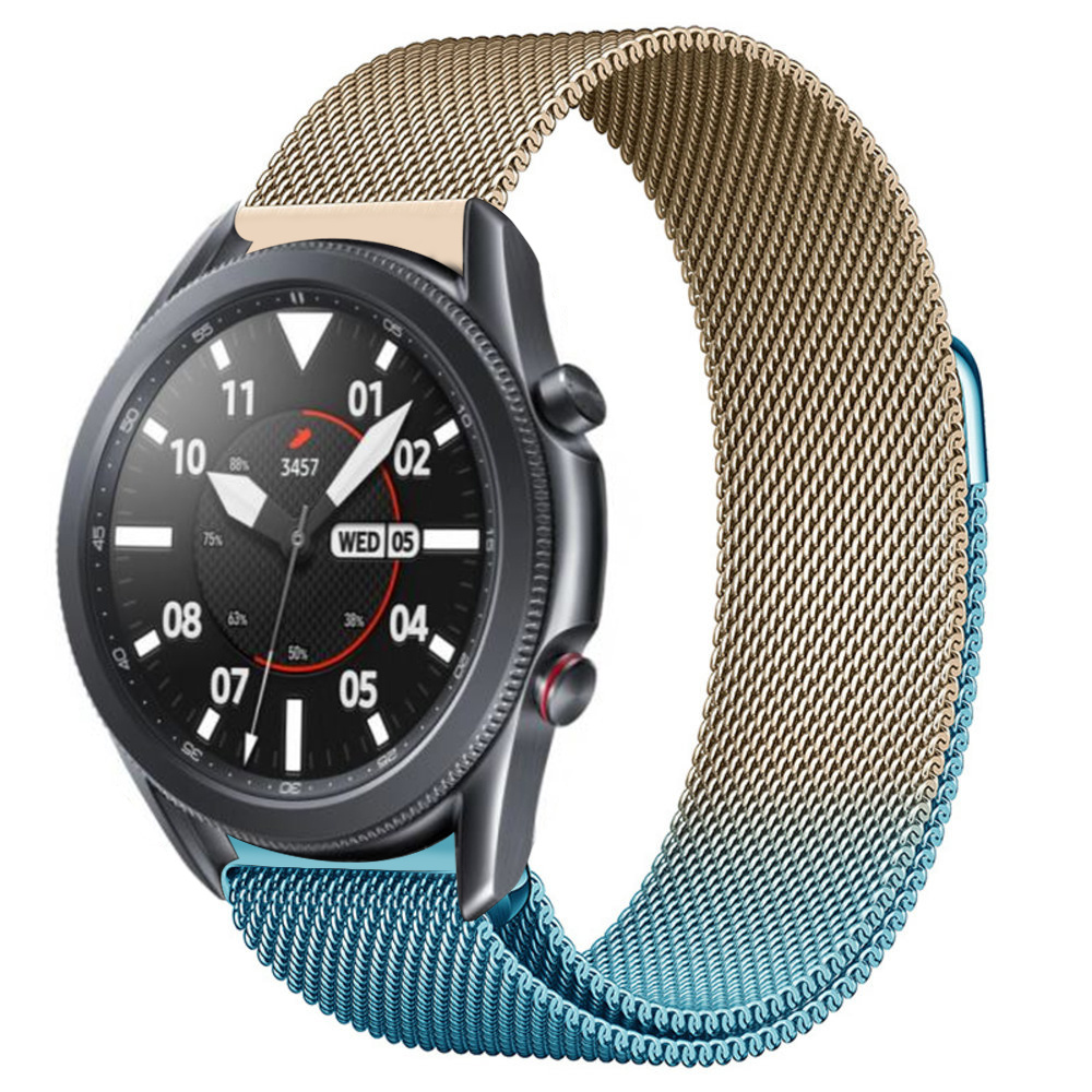 Strap-it Samsung Galaxy Watch 3 Milanese band 45mm (blauw/goud
