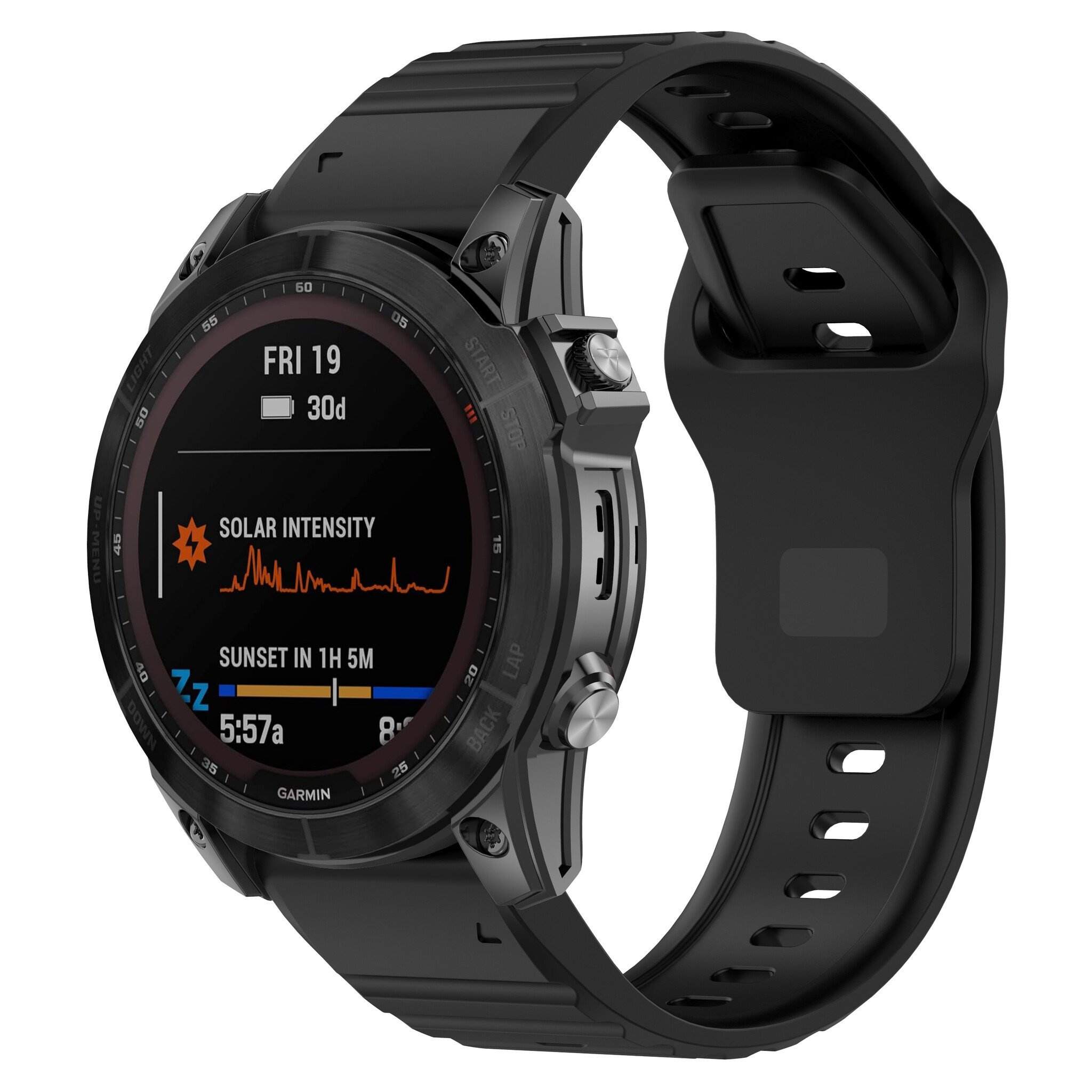 Strap-it Garmin Forerunner 745 outdoor siliconen band (zwart)