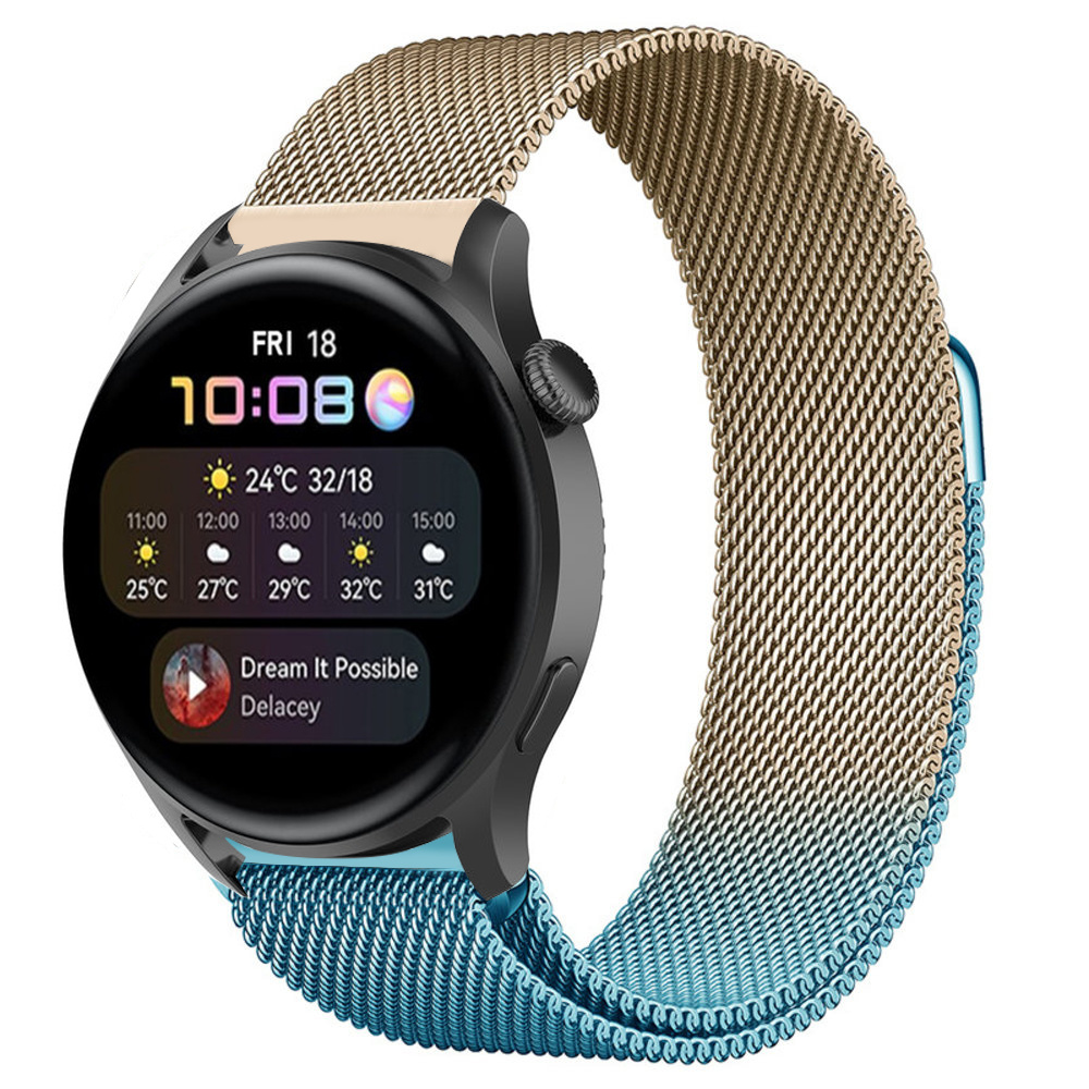 Strap-it Huawei Watch 3 (Pro) Milanese band (blauw/goud)