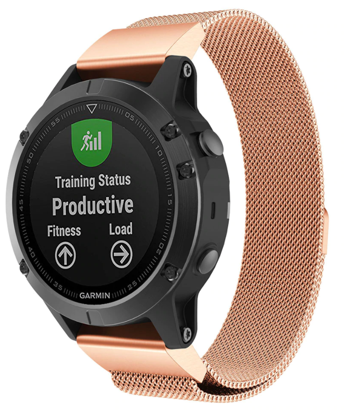 Strap-it Garmin Quatix 5 / 6 / 7 Milanese band (rosé goud)